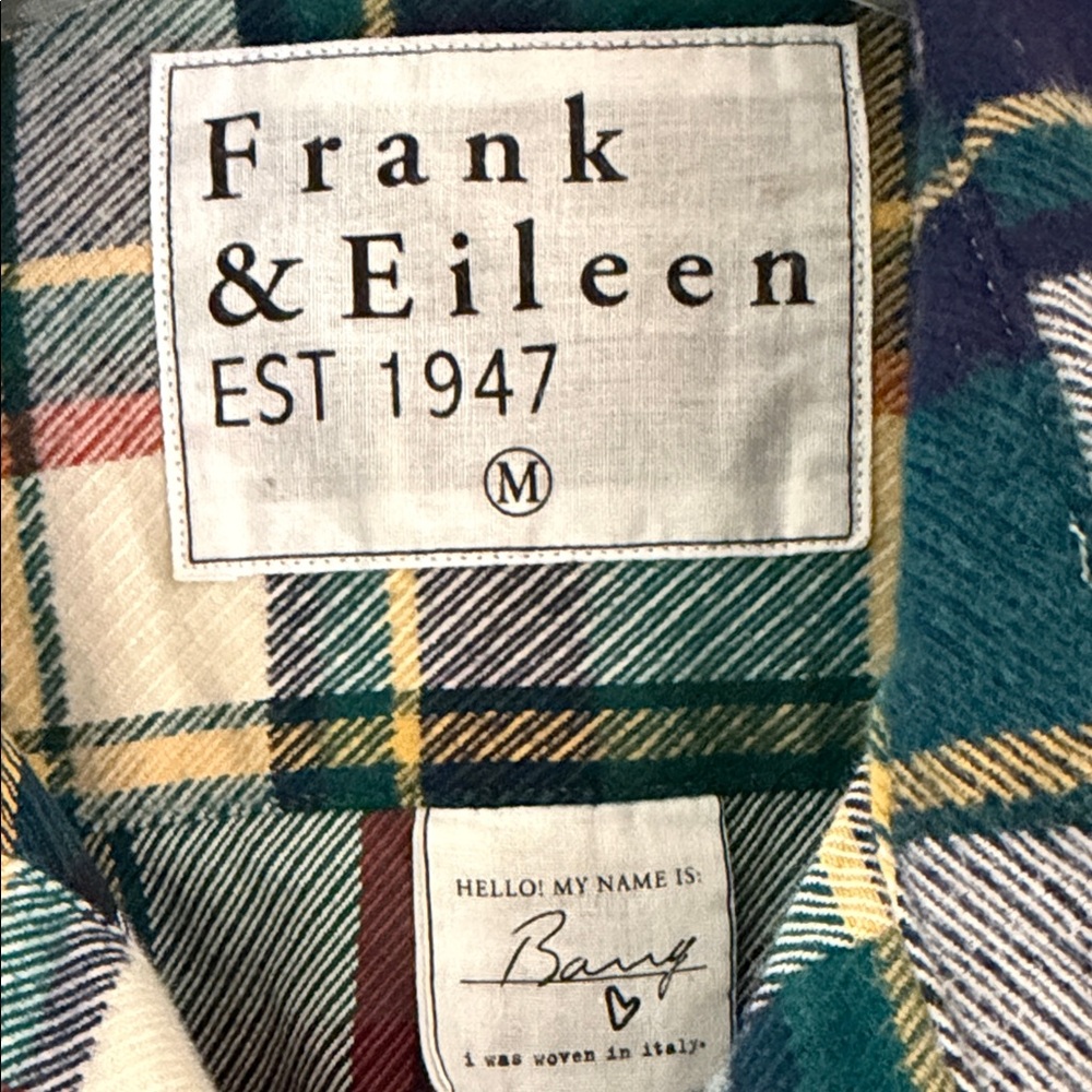 Frank & Eileen Barry Green Plaid Long-Sleeve Button-Down Flannel Medium - Picture 2 of 4
